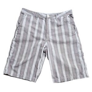 Vans Mens Plaid Skate Shorts White Black Red Size 34 Textured Woven Casual